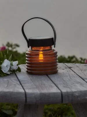 Must-Have Solární lampa Aston Jar, výška 12 cm, jantarová/hnědá, IP44