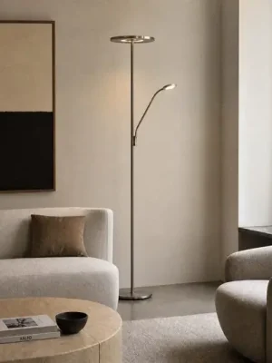 Víkendová Akce LED stojací lampa Lucande Raymond, titanová barva, CCT, lampa na čtení