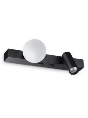 Nízká Cena Nástěnné světlo IDEAL LUX Binomi, černá, šířka 22 cm, 2 žárovky