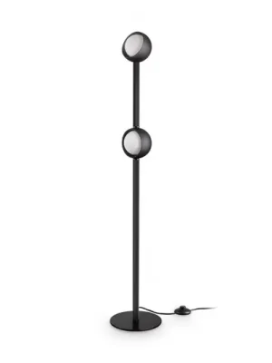 Novinka LED stojací lampa IDEAL LUX Bloom, výška 170 cm, černá, 2ramenná