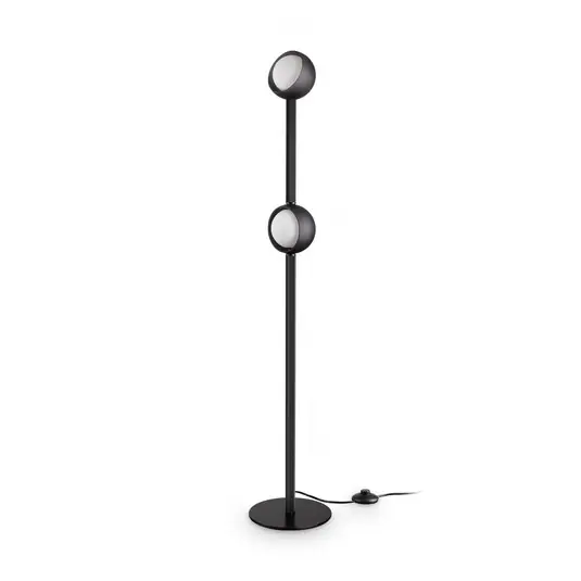 Novinka LED stojací lampa IDEAL LUX Bloom, výška 170 cm, černá, 2ramenná