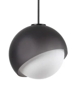 Závěsné světlo IDEAL LUX Bloom, Ø 22 cm, černé, kov/sklo Poslední Šance