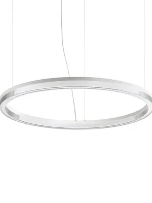 Cenově Výhodný Závěsné světlo IDEAL LUX LED Crown, průměr 80 cm, bílá, kov