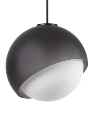 Závěsné světlo IDEAL LUX Bloom, Ø 30 cm, černé, kov/sklo Výprodej