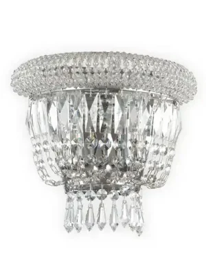 Nástěnné světlo IDEAL LUX Dubai, chrom/čirý, šířka 25 cm, křišťál Vrácení Zdarma