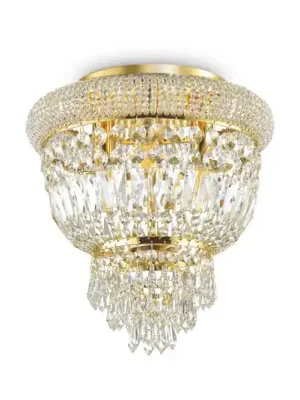 Stropní světlo IDEAL LUX Dubai, mosaz/čiré, Ø 32 cm, křišťál Odeslání Ihned