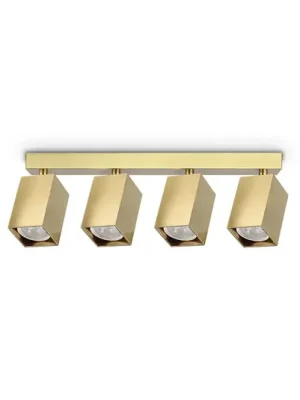 Cenově Výhodný Stropní bodové světlo IDEAL LUX Dynamite Square, mosaz, 38 cm, 4 žárovky