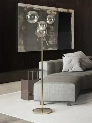 Stojací lampa IDEAL LUX Equinoxe, chrom/kouřově šedá, výška 166 cm Cenově Výhodný