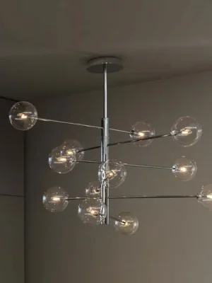 Závěsné světlo IDEAL LUX Equinoxe, chrom/čiré, 12 žárovek Cenový Hit