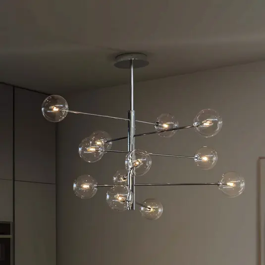 Závěsné světlo IDEAL LUX Equinoxe, chrom/čiré, 12 žárovek Cenový Hit