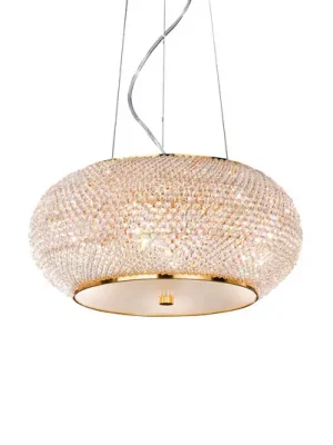 Odeslání Ihned Závěsné světlo IDEAL LUX Pasha, zlaté/čiré, Ø 40 cm, sklo