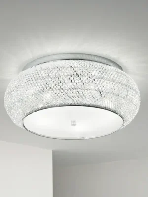 Stropní světlo IDEAL LUX Pasha, chromová/čirá, Ø 55 cm, sklo Horká Nabídka