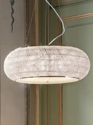 Závěsné světlo IDEAL LUX Pasha, chromová barva/čiré sklo, Ø 55 cm, sklo Levný
