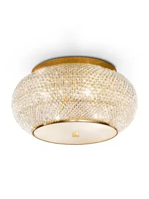Stropní světlo IDEAL LUX Pasha, zlatá/čirá, Ø 40 cm, sklo Akční Nabídka