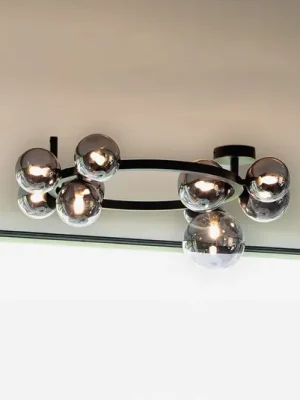Levný Stropní světlo IDEAL LUX Perlage, černá/kouřová, délka 70 cm, 10 žárovek