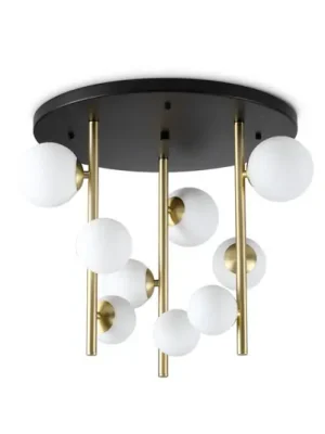 Stropní světlo IDEAL LUX Perlage, černé/bílé, Ø 50 cm, 9ramenné Nová Kolekce