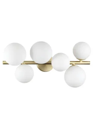 Stropní světlo IDEAL LUX Perlage, mosaz/bílá, 49 cm, 6ramenné Must-Have