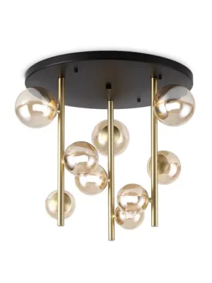 Stropní světlo IDEAL LUX Perlage, černá/jantarová, Ø 50 cm, 9ramenné Akce