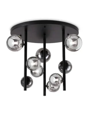 Stropní světlo IDEAL LUX Perlage, černé/kouřově šedé, Ø 50 cm, 9ramenné Speciální Cena