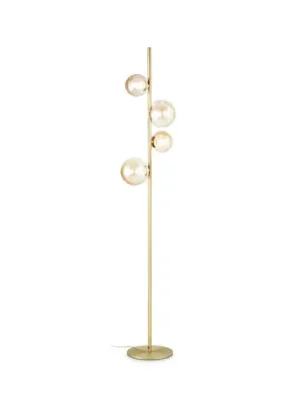 Pouze Dnes Stojací lampa IDEAL LUX Perlage, mosaz/jantar, výška 164 cm, 4 žárovky