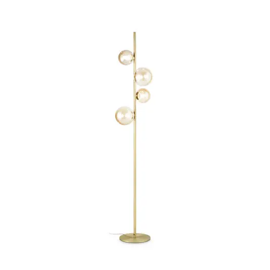 Pouze Dnes Stojací lampa IDEAL LUX Perlage, mosaz/jantar, výška 164 cm, 4 žárovky