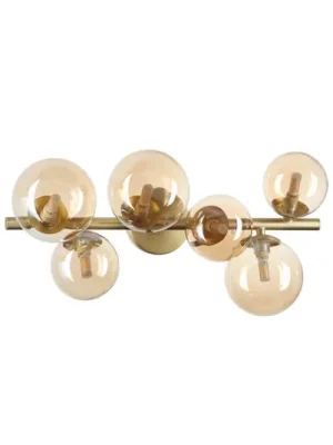 Expresní Doručení Stropní světlo IDEAL LUX Perlage, mosaz/jantar, 49 cm, 6ramenné