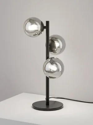 Stolní lampa IDEAL LUX Perlage, černá/kouřově šedá, výška 43 cm, 3 žárovky Expresní Doručení