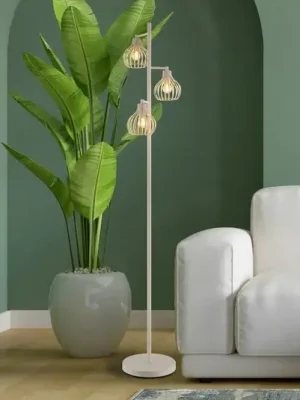 Bezpečná Platba Stojací lampa Mateo, krémová, kovová, 161 cm, 3 žárovky, E27