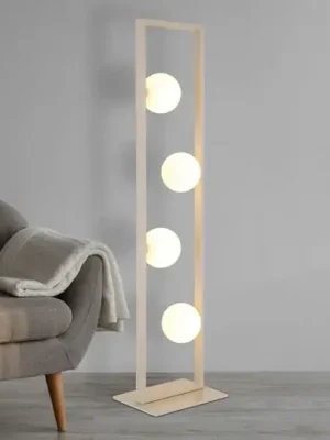 Víkendová Akce Stojací lampa Nanda, písková/opálová, sklo, 110 cm, G9
