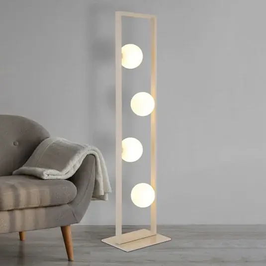 Víkendová Akce Stojací lampa Nanda, písková/opálová, sklo, 110 cm, G9