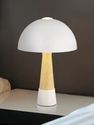 Akční Nabídka Stolní lampa Paulin, písková/vzhled dřeva, kov, 37 cm, E27