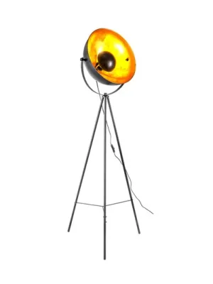 Sezónní Sleva Stojací lampa Timo, černá/zlatá, kov, výška 153 cm, E27