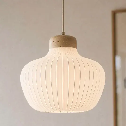 Závěsné světlo Lucande Eloise, Ø 30 cm, bílé, textil, E27 Výhodná Nabídka