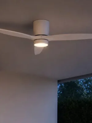 Stropní ventilátor Lucande LED Sorin, bílý, CCT, IP44 Akce