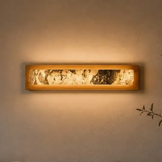 Hit Sezóny LED nástěnné světlo Chile L, dub/barevná břidlice, šířka 20 cm
