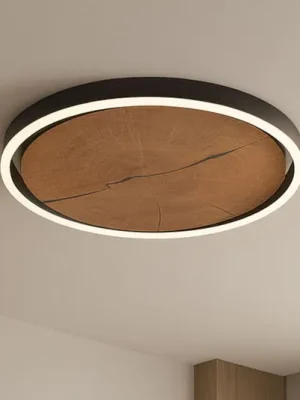 Novinka LED stropní svítidlo Havana M, masivní dřevo/kov, Ø 57 cm