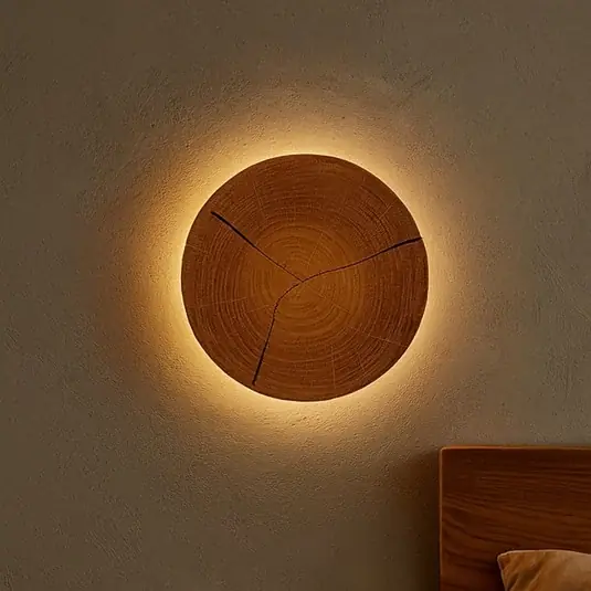 Akce LED nástěnné světlo Havana S, masivní dřevo/kov, Ø 19 cm