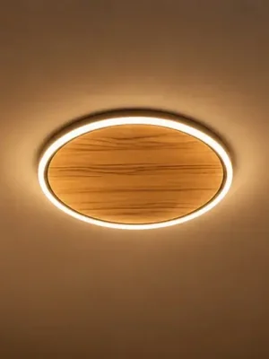 LED stropní svítidlo Havana S, dub s suky/kov, Ø 38 cm Originální