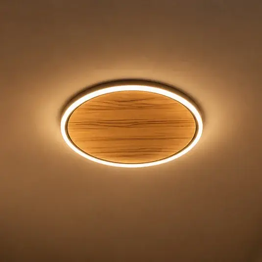 LED stropní svítidlo Havana S, dub s suky/kov, Ø 38 cm Originální