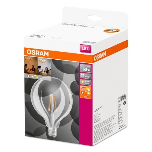 OSRAM LED žárovka globe E27 6,5W G125 827 Glow dim Rychlé Dodání