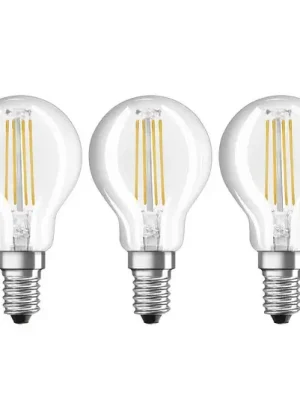 Tovární Cena LED Filament žárovka E14 4 W, teplá bílá, 3ks