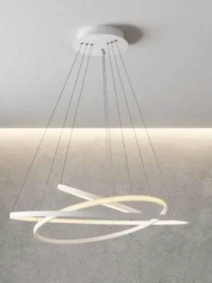 Výhodná Nabídka Lucande LED závěsné světlo Ezana, bílé, kov, Ø 80 cm