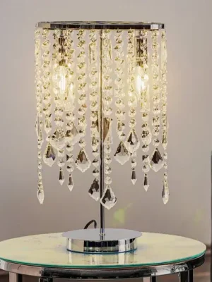 Přímo Od Výrobce Stolní lampa Laila s krytem z křišťálu, dvouramenná