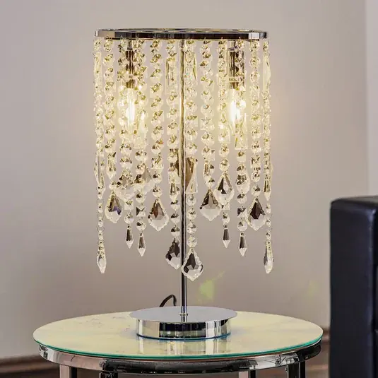 Přímo Od Výrobce Stolní lampa Laila s krytem z křišťálu, dvouramenná