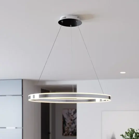 Závěsné svítidlo Lucande LED Lyani, 80 cm, chrom, stmívatelné Ověřený