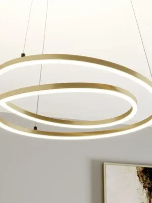Značkový Lindby LED závěsné svítidlo Davian, mosazná barva, 49 cm, stmívatelné
