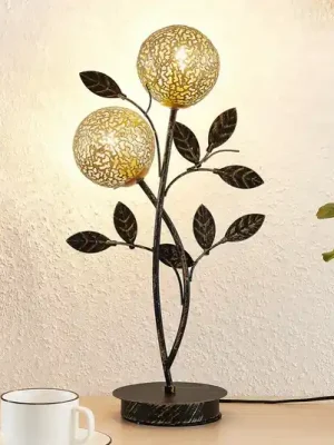 Stolní lampa Lucande Evory, 48 cm, 2 světla, černá/zlatá, G9 Rychlé Dodání