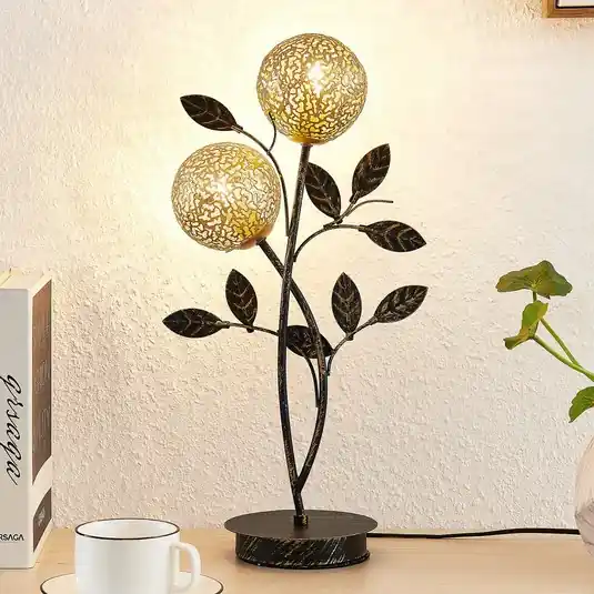 Stolní lampa Lucande Evory, 48 cm, 2 světla, černá/zlatá, G9 Rychlé Dodání