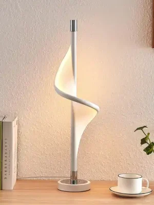 Stolní lampa Lucande LED Edano, 60 cm, bílá, textilní, stmívatelná Novinka