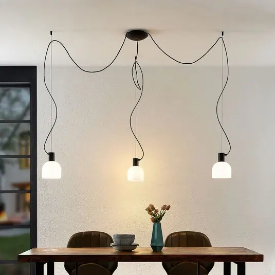 Super Cena Lucande Serina závěsné světlo, 3 zdroje, sklo bílá